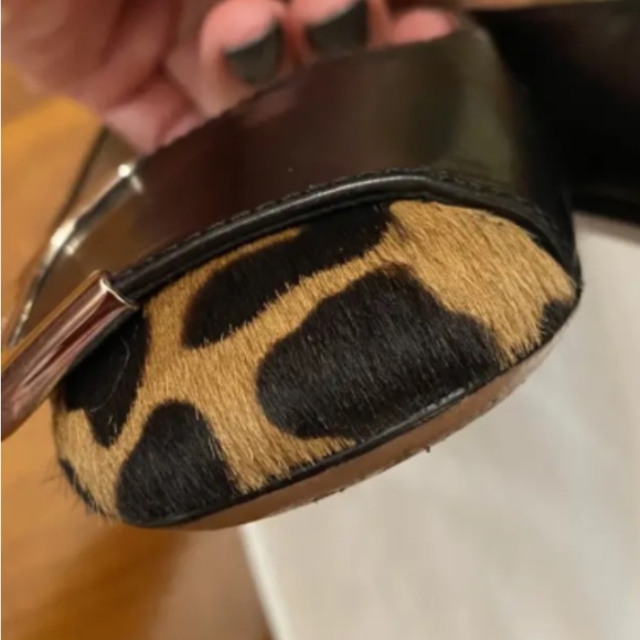 Prada black leather ballet flats buckle leopard 37.5 - Picture 8 of 8